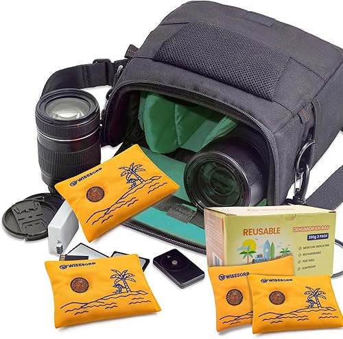 Miniatura 9 de Paquetes desecantes recargables de 7.05 oz x 3 unidades para almacenamiento, bolsas deshumidificadoras reutilizables que indican el color de gel de