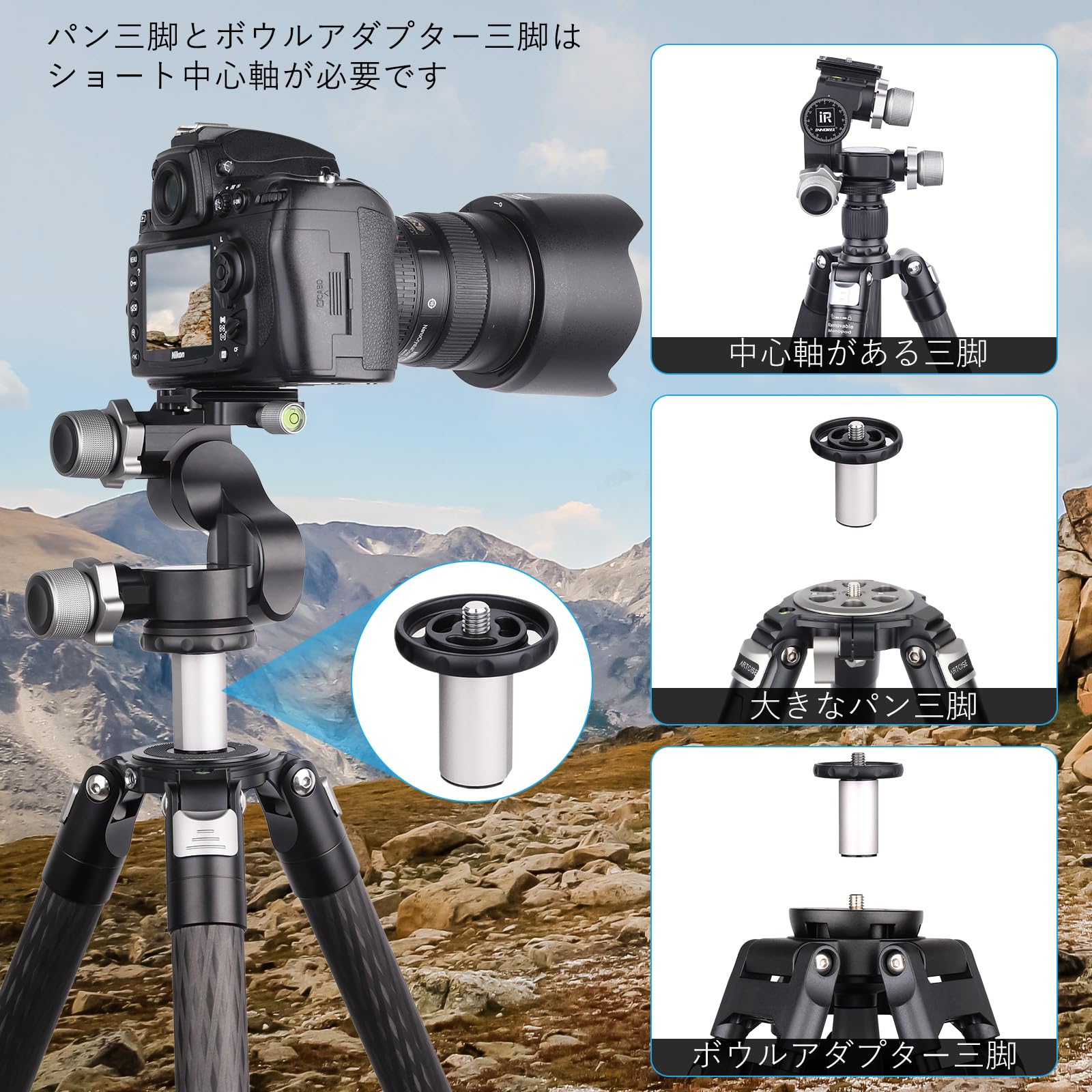 Amazon | 3Wayギア雲台 プロフェッショナル カメラ三脚用 ギア式雲台