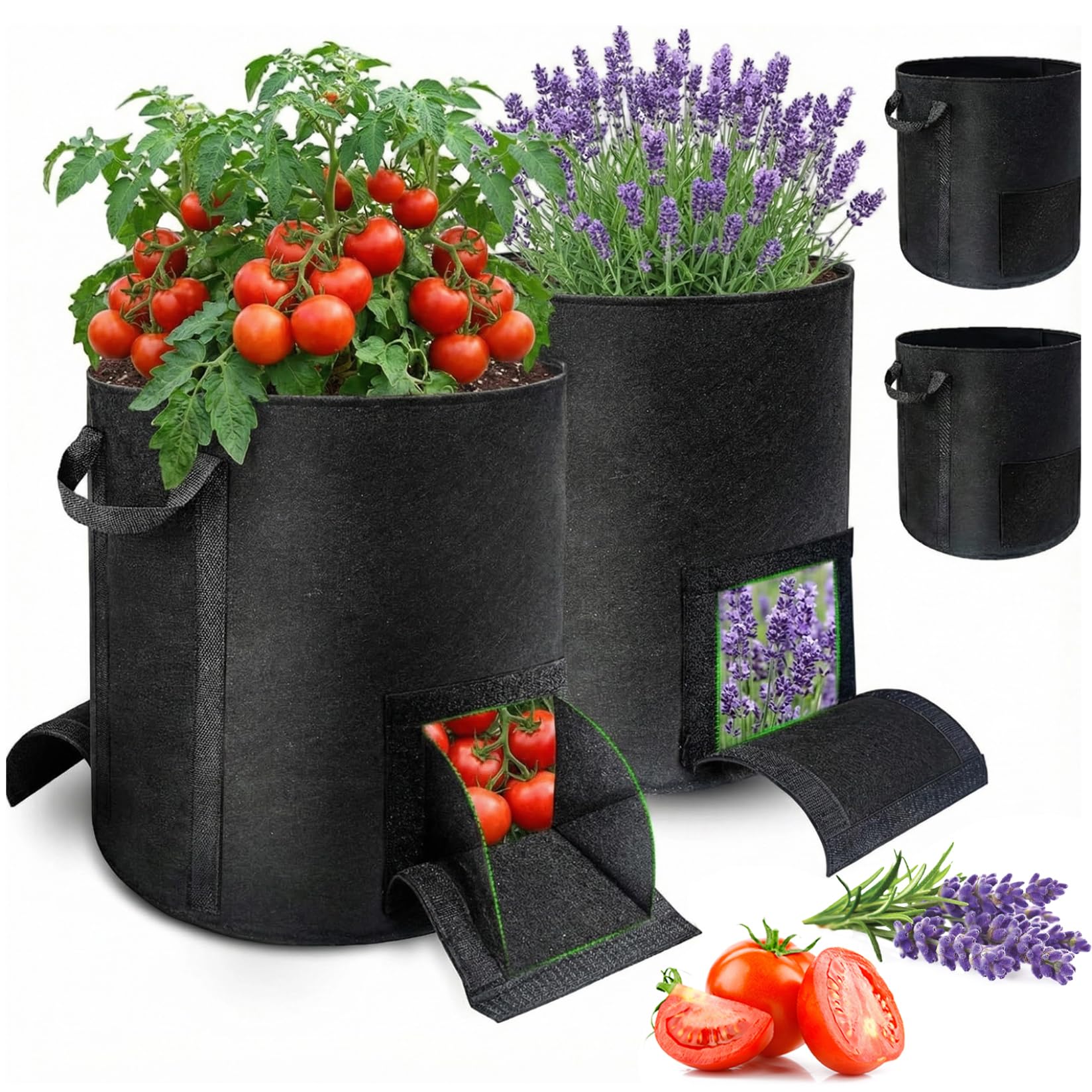 Bemonew Fabric Grow Bags Potato Grow Bags 2PCS 15 Gallon with Harvest & Visible Nonwoven Fabric Potato Planter with Handle for Taro, Beets, Carrots, Onions