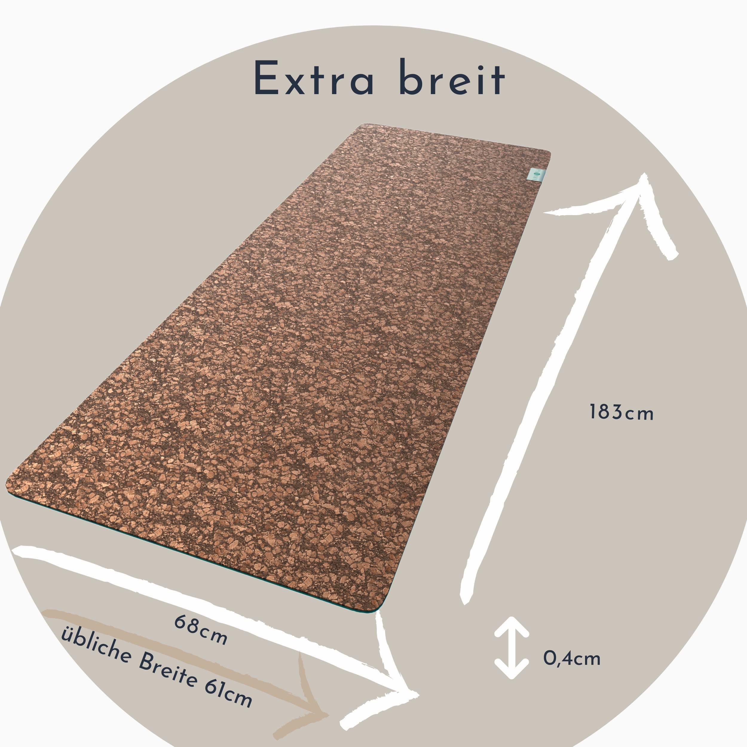 PUNIMA Esterilla de yoga XXL, 100% caucho natural y corcho de alta calidad de Portugal, extra ancha y larga, sin TPE, sin adhesivos ni plastificantes, esterilla de fitness duradera, esterilla de yoga,