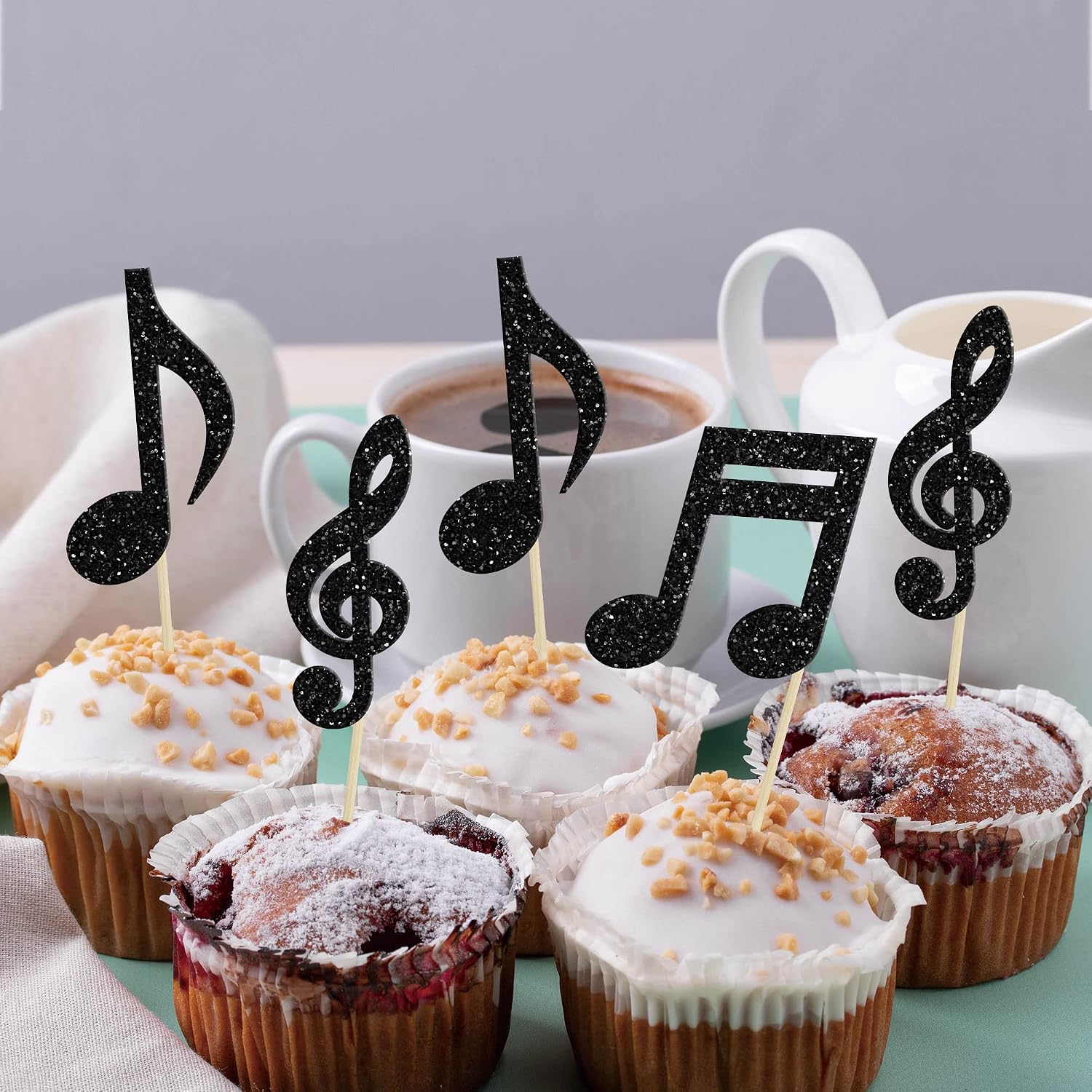 Note Musicali Cupcake Toppers, 24 Pezzi Rockstar Cupcake Topper Happy Birthday Cake Toppers Decorazioni Per Torte