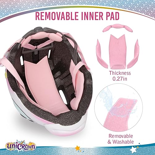 Miniatura 5 de PATHLANE Casco de unicornio y tiburón para niños y niñas, casco de bicicleta para niños de 3 a 8 años, casco de bicicleta certificado de seguridad