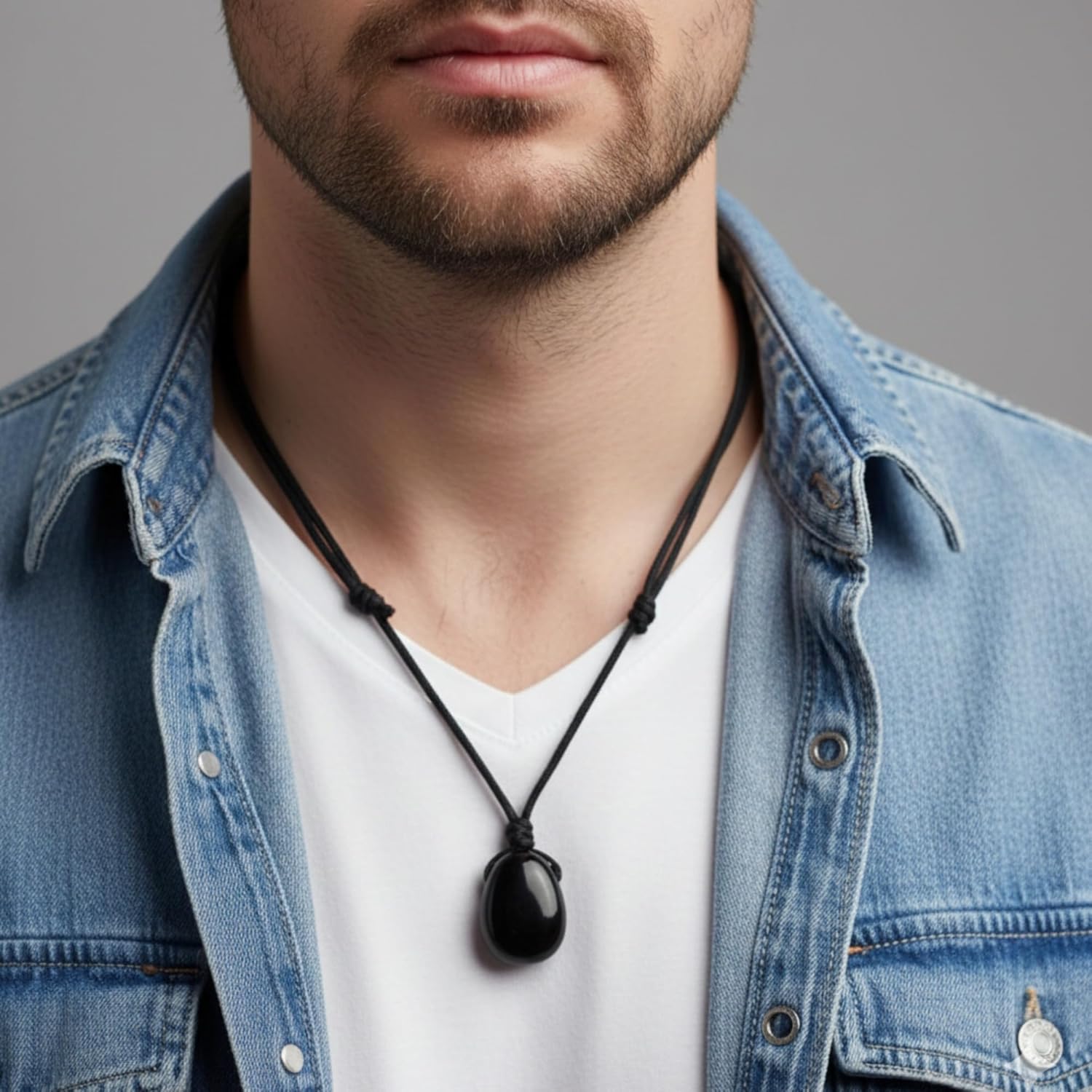 Luck Strings Black Jet Azabache Necklace Mal de Ojo Evil Eye Talisman Style Protection Symbol Adjustable Cord Unisex Gift