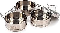 Vista 2 de Lonchera Tiffin grande de acero inoxidable de 3 niveles Indian-Tiffin