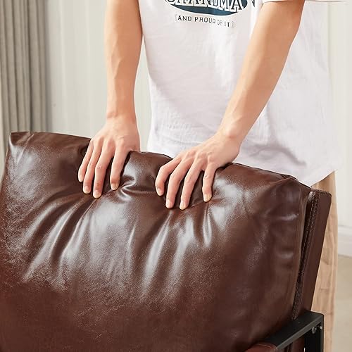 Miniatura 4 de Familymill Sillón moderno de mediados de siglo, sofá individual de piel sintética con respaldo acolchado extra grueso y cojín de asiento para sala