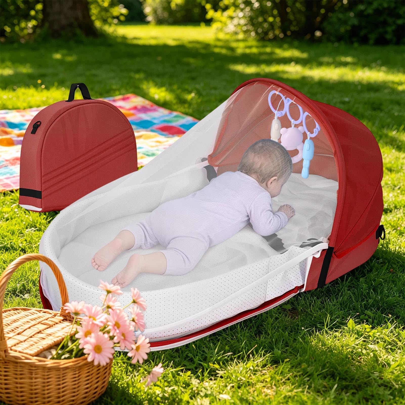 Reisebett Für Kinder Leichtes Faltbares Schlafbett Mit Sonnenschutz