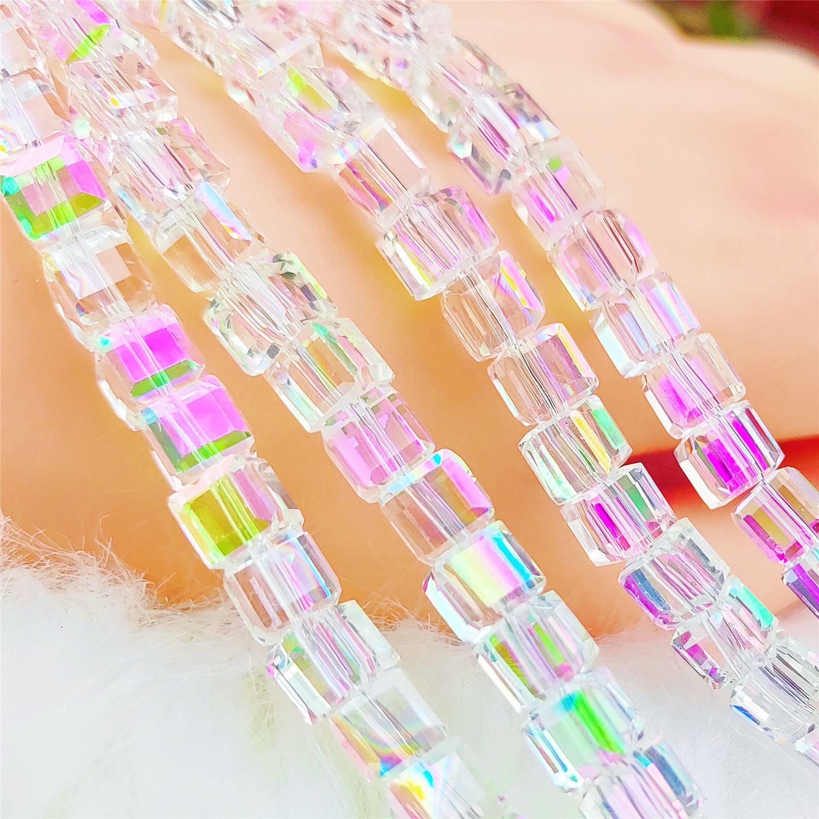 Wielokolorowe koraliki kryształowe Bicone do samodzielnego tworzenia biżuterii - zestaw wysokiej jakości szklanych koralików 2-10 mm(Pink Green,3mm about 490 PCS)