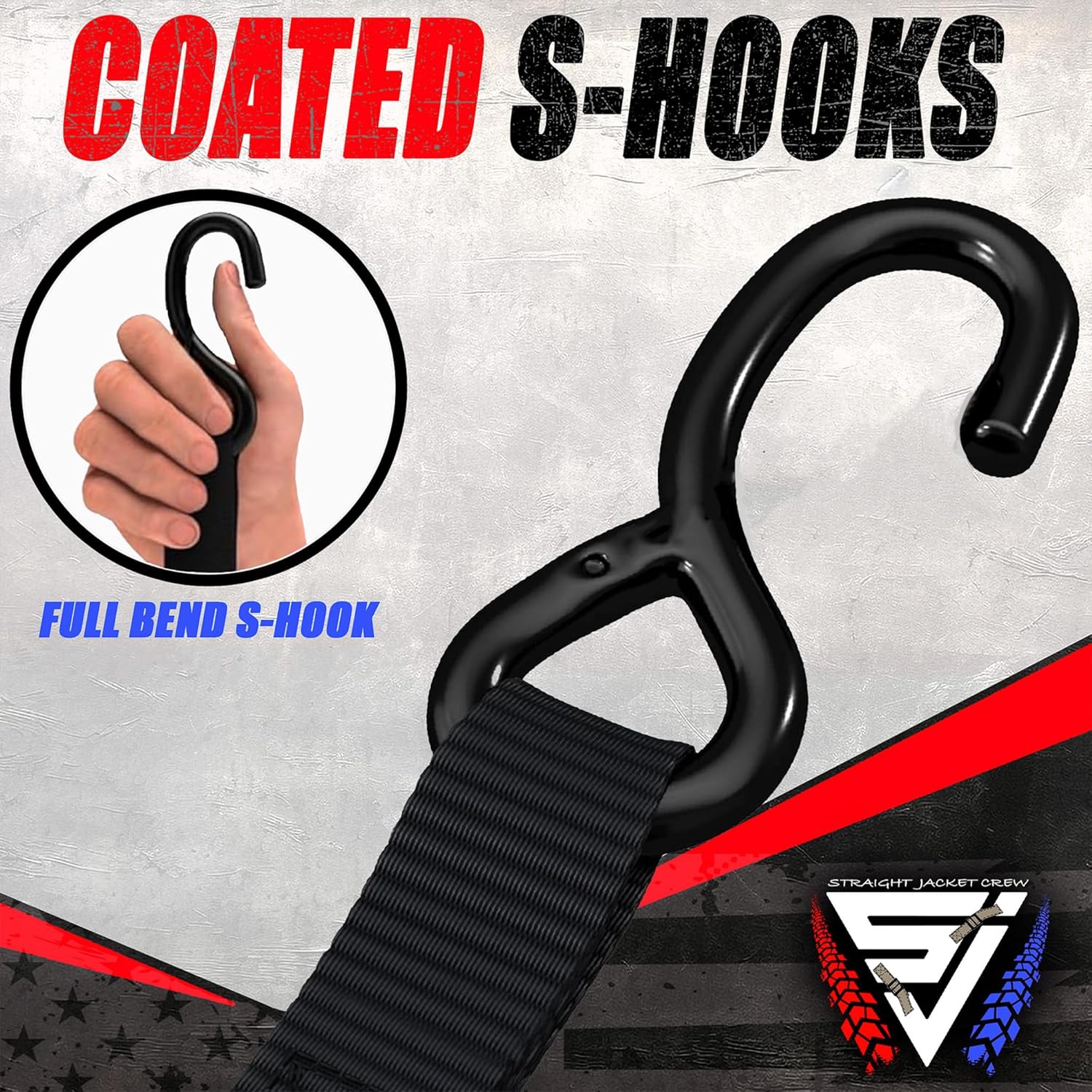 Ratchet Tie Down Straps (4 Pack) - 1,823lb Max Break Strength incl. (4) Heavy Duty 1" x 15' Rachet Tie Downs with Hooks & Handles Best for Moving Securing Cargo by Straight Jacket Crew (Black) - Image 3