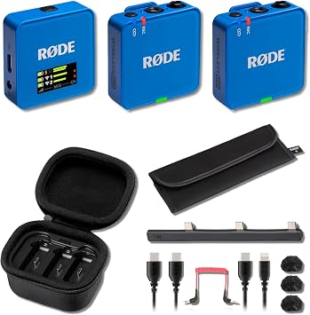 Rode Wireless GO Gen 3 Compact Wireless Microphone System Cobalt with Rode Charge Case+