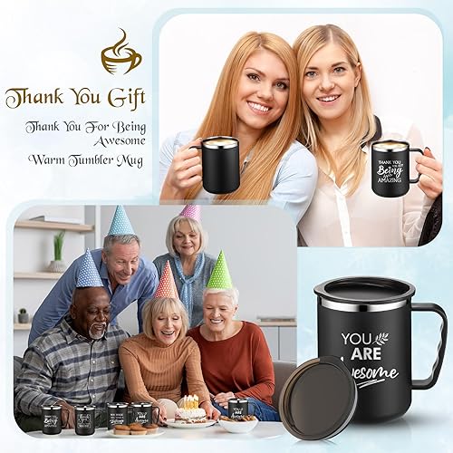 Vista 18 de Sumind Regalos de agradecimiento de Navidad para empleados, tazas de café de acero inoxidable de 17 onzas, regalos con asa y tapa y popote