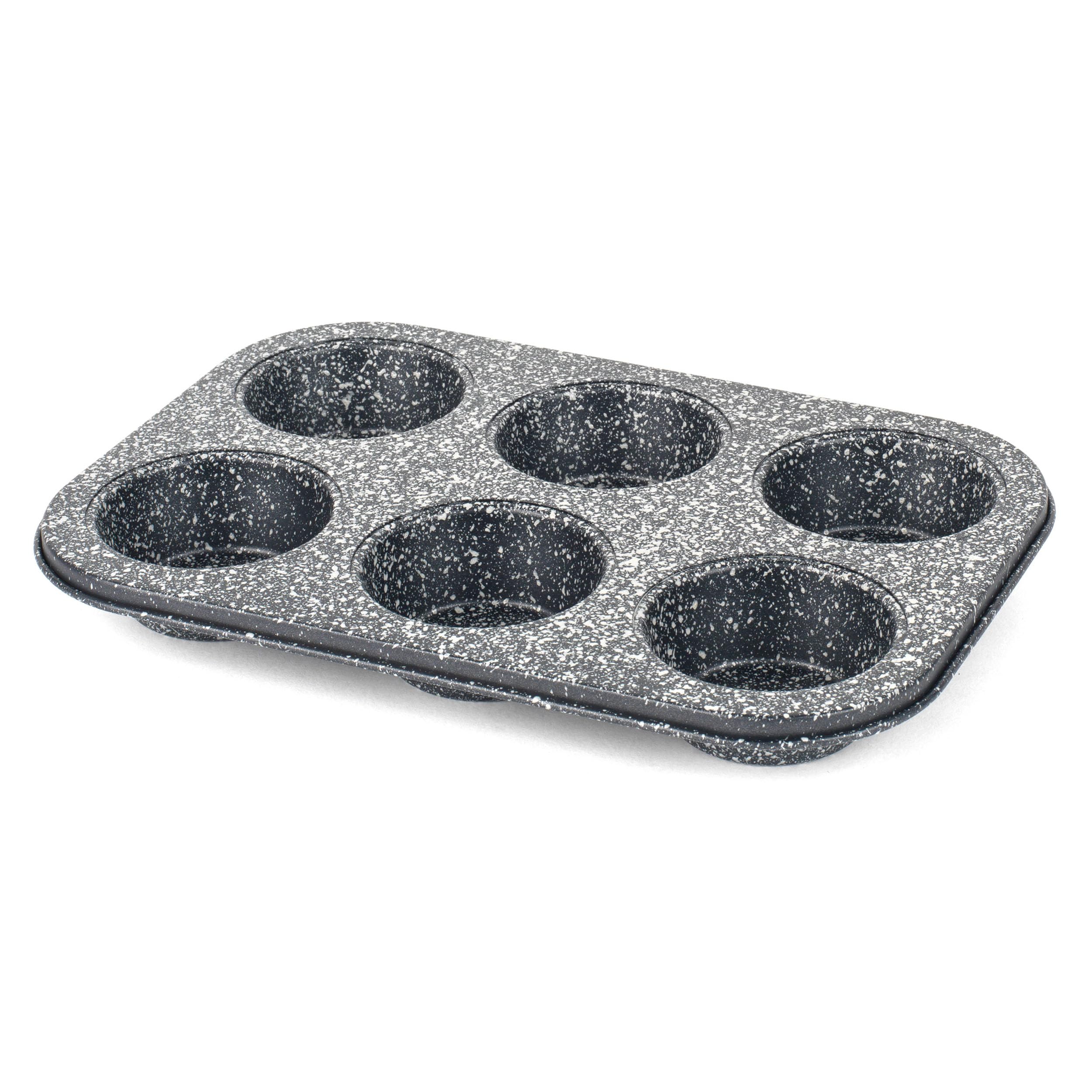 Salter BW07035BRMFOB Megastone Carbon Steel 6 Cup Muffin Pan, Baking Tray, Cake Tin, Non-Stick Coating, PFOA-Free, Oven Safe