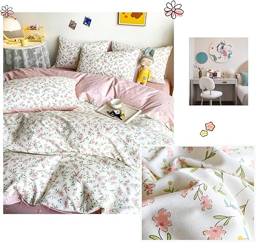 Miniatura 268 de Funda de edredón de 3 piezas, funda de edredón de algodón suave, estilo bohemio, juego de ropa de cama estética con cierre de cremallera, 4 lazos