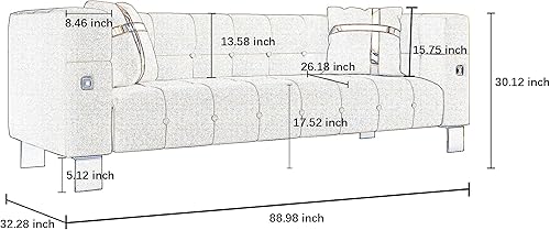 Miniatura 2 de Sofá de cuero sintético de 89 pulgadas, sofá de 3 plazas, cómodo sofá de sala de estar, muebles modernos (verde-PU)