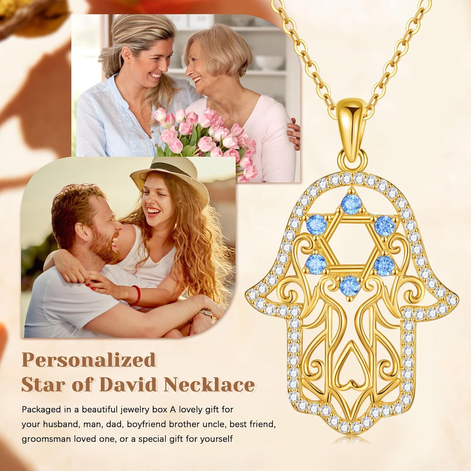 Hamsa Necklace 925 Sterling Silver Evil Eye/Lotus Flower/Star of David/Chai/Yin Yang Hamsa Hand Pendant Jewelry Hand of Fatima Gifts for Women