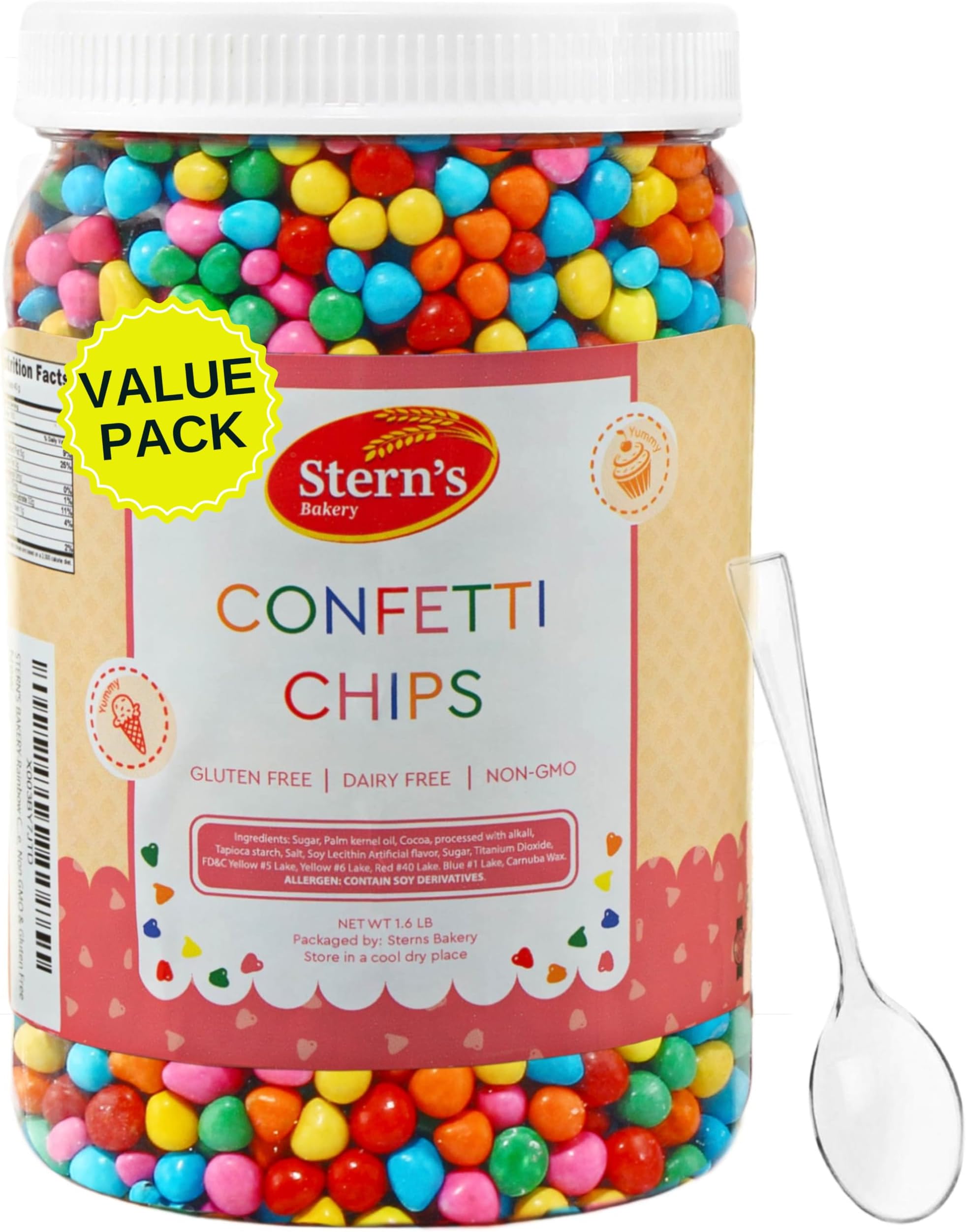 Rainbow Candy Coated Chocolate Chips | 1.5 lbs Cosmic Brownie Sprinkles | Mini Chocolate Baking Chips for Ice Cream & Cake Decorating | Kosher Nut Free Non GMO Vegan & Gluten Free | Stern’s Bakery