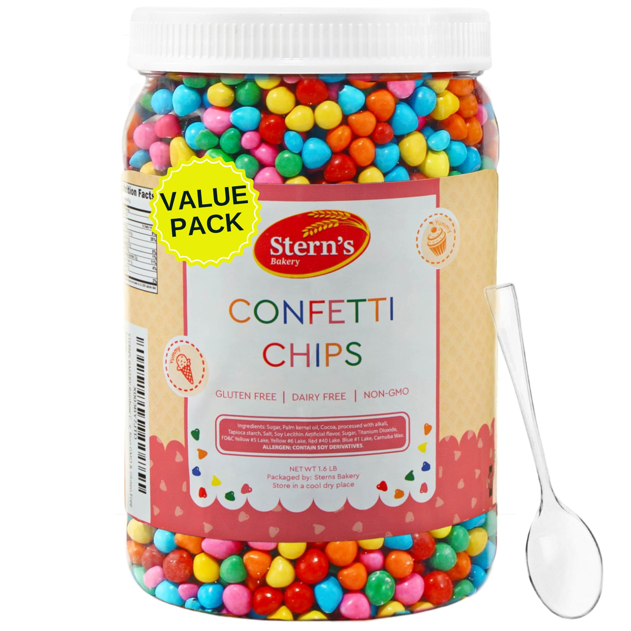 Rainbow Candy Coated Chocolate Chips | 1.5 lbs Cosmic Brownie Sprinkles | Mini Chocolate Baking Chips for Ice Cream & Cake Decorating | Kosher Nut Free Non GMO Vegan & Gluten Free | Stern’s Bakery