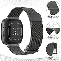 Vista 5 de Vancle Correa de metal compatible con Fitbit Versa 4, Fitbit Versa 3, Fitbit Sense 2, bandas Fitbit Sense 2, bandas Fitbit Sense para mujeres