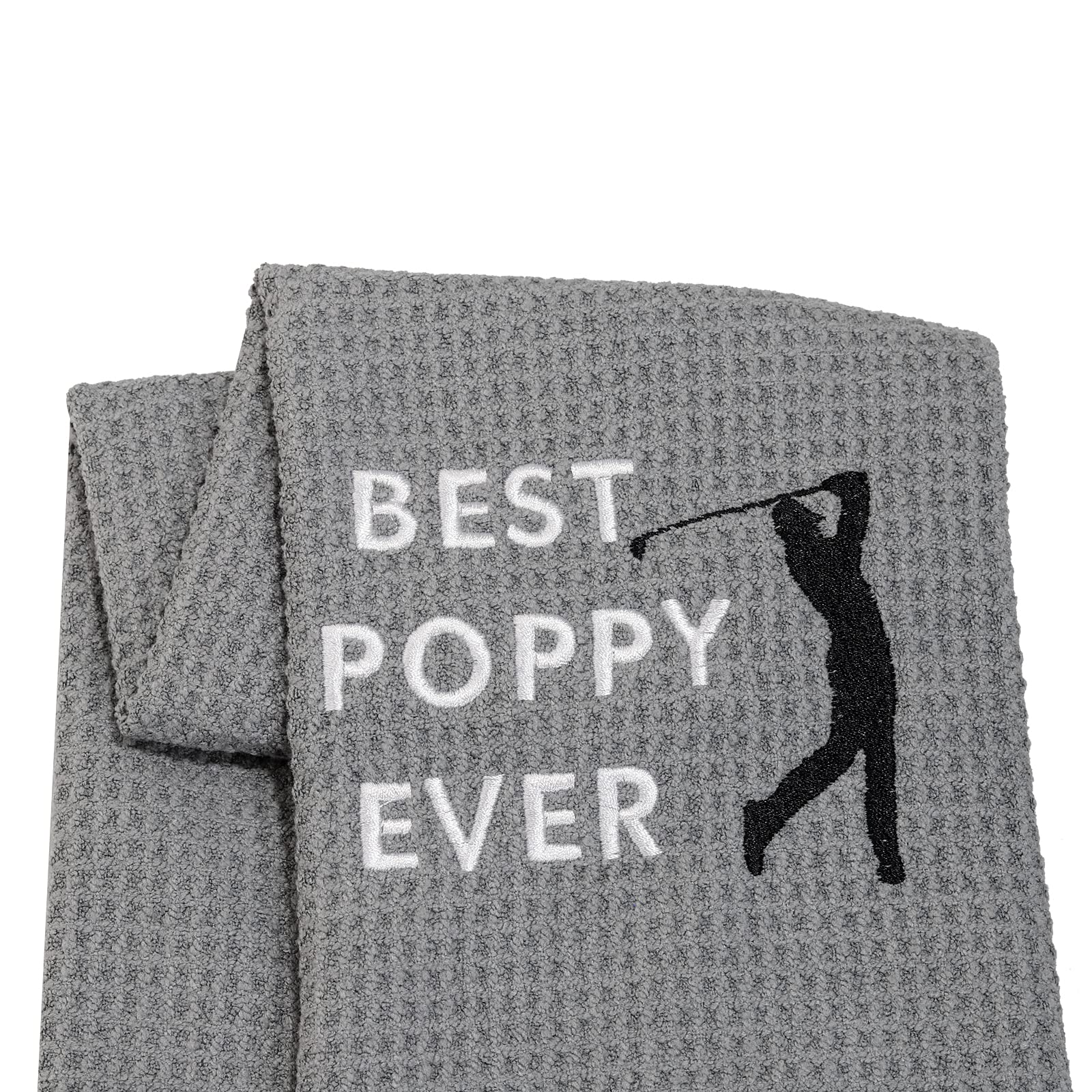 Serviette de golf sur le parcours avec motif coquelicot gris