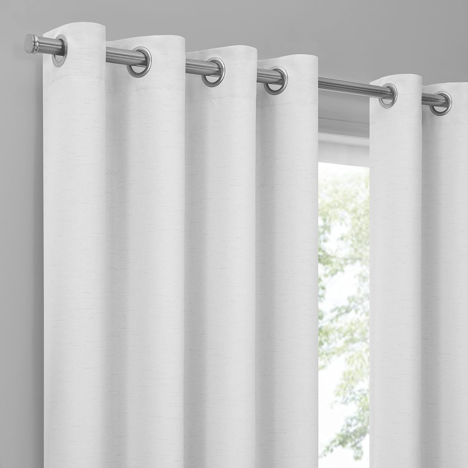 Eclipse Lawson Arm & Hammer Odor Neutralizing Blackout Grommet Window Curtain for Living Room (1 Panel), 50 in x 84 in, White