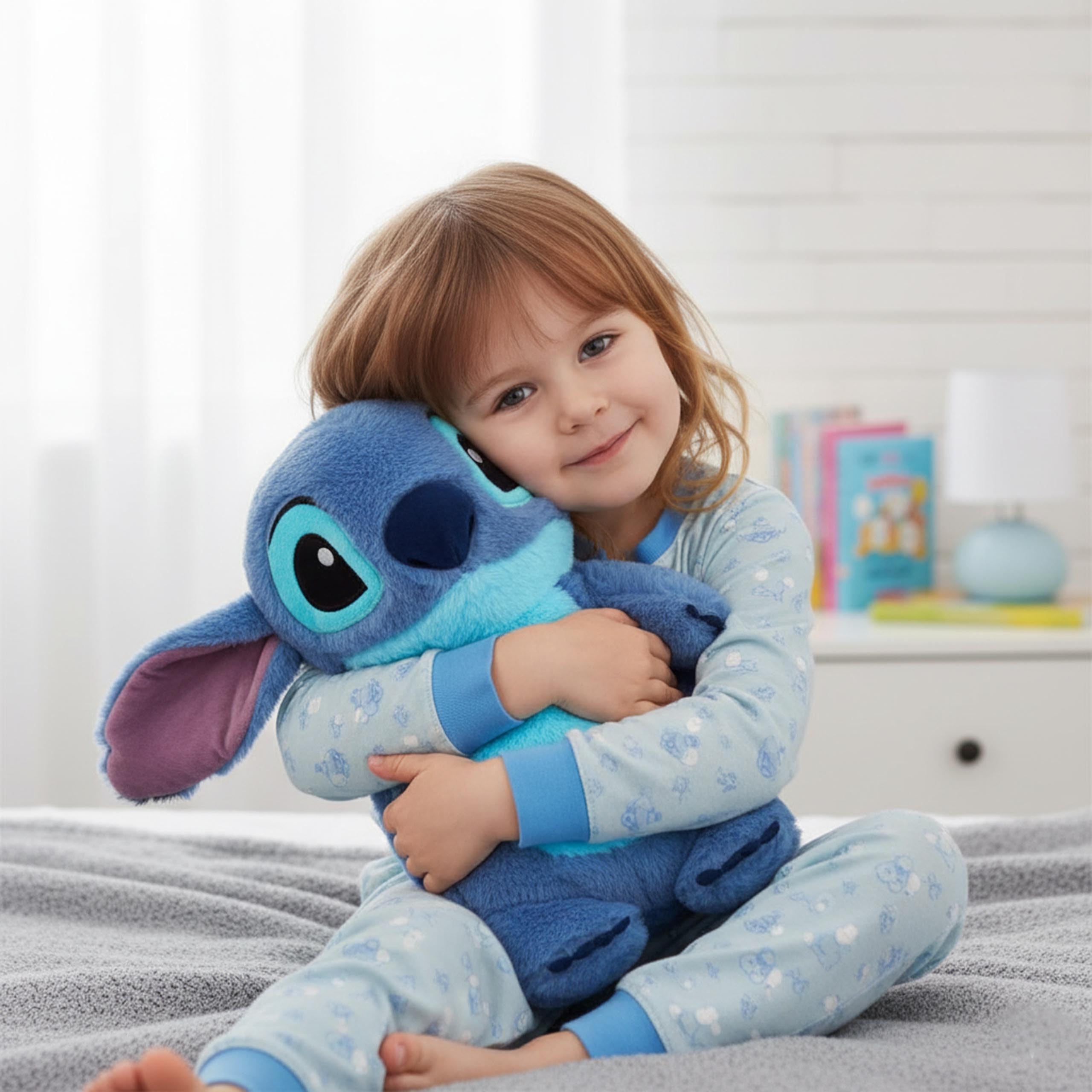 DISNEY Stitch Gummi Wärmflasche mit WEICHEM Bezug, GROSS Wärmflasche mit Wasserbeutel, Maskottchen 750 ml (Stitch)