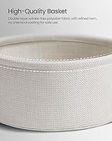 Vista 6 de VASAGLE LILEA Collection ULET223G49 - Mesa auxiliar redonda pequeña, mesita de noche moderna con cesta de tela, gris cemento y blanco crema