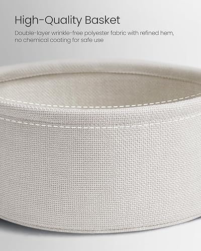 Miniatura 6 de VASAGLE LILEA Collection ULET223G49 - Mesa auxiliar redonda pequeña, mesita de noche moderna con cesta de tela, gris cemento y blanco crema