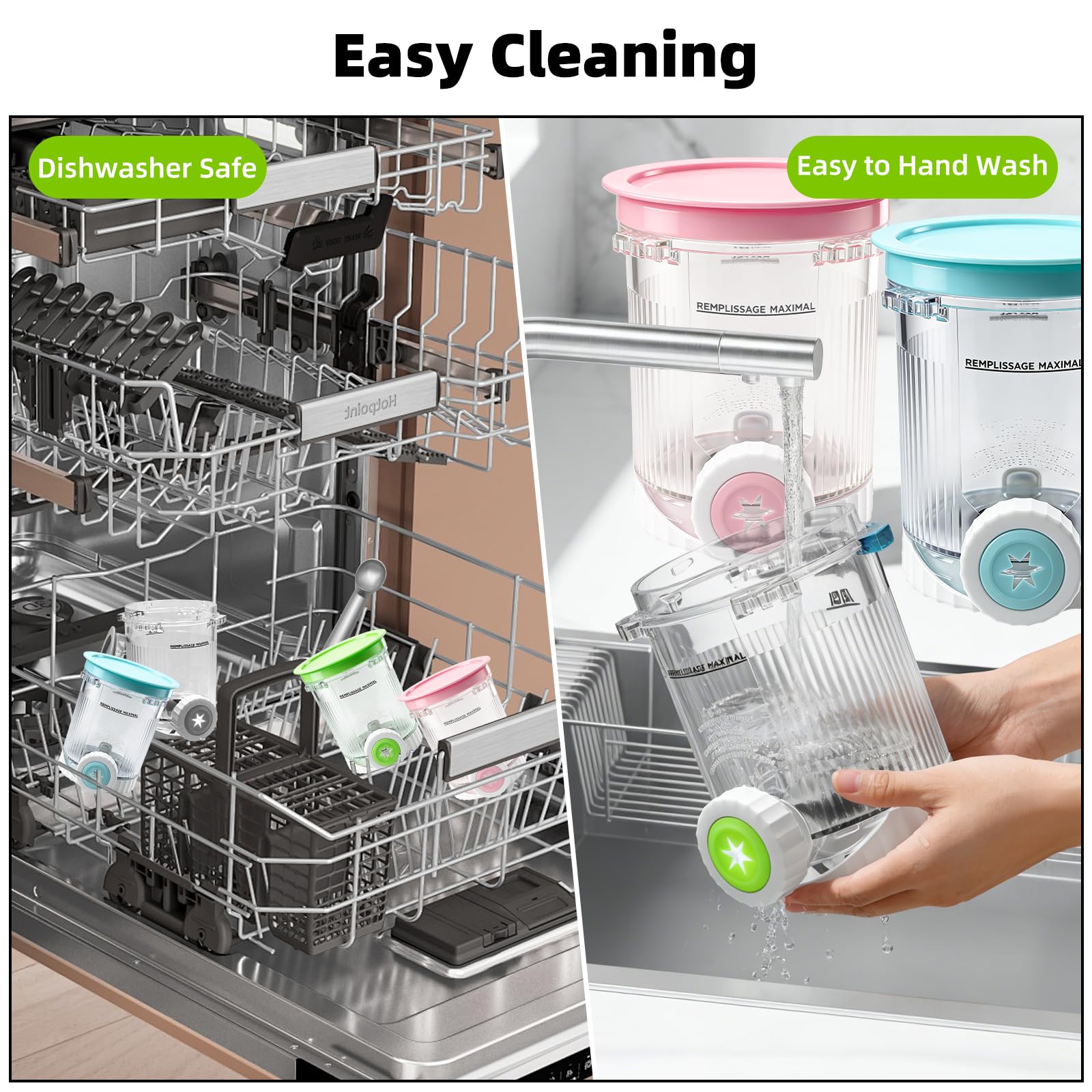 4 pojemniki na lód dla Ninja Swirl Creami 480 ml, kompatybilne z Ninja Creami NC700 i NC701-nie zawiera BPA, nadają się do mycia w zmywarce, akcesoria do lodów Ninj a (4 kolorowe łyżki i 1 duża łyżka)