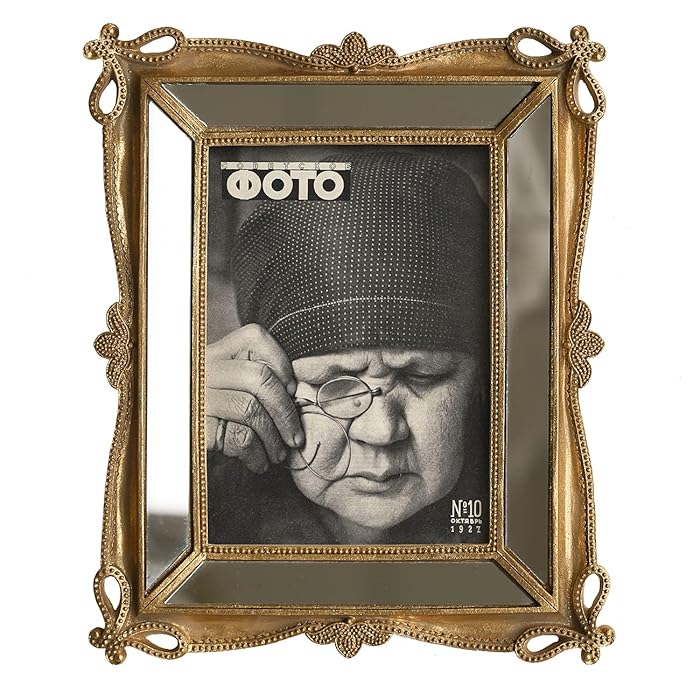 Buy ASOWIN 5x7 Gold Beveled Mirror Picture Frame, Antique Mirrored