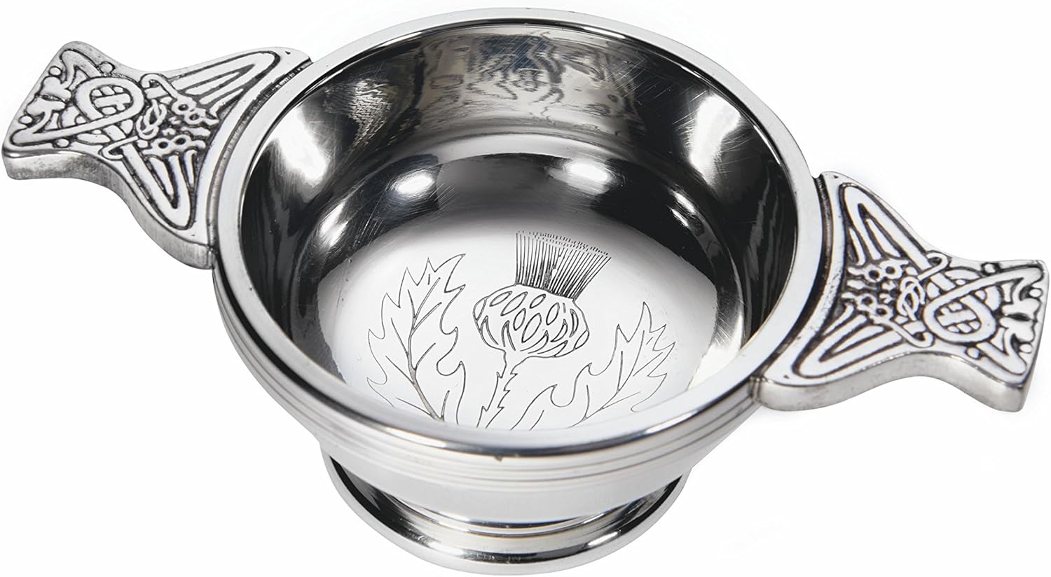 Wentworth Pewter - Thistle Pewter Quaich Whisky Tasting Bowl Loving Cup Burns Night (Small)