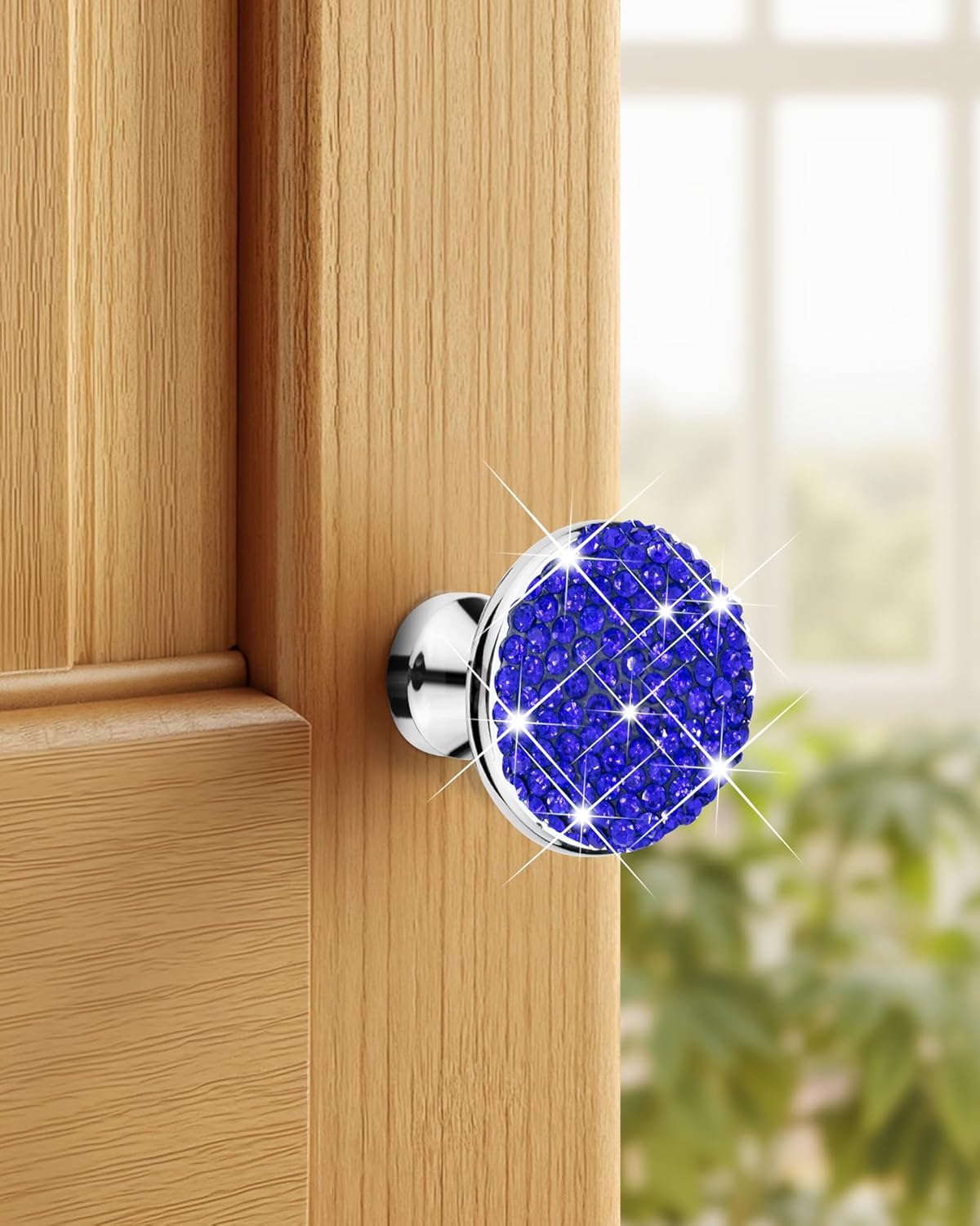 10 Pack Bling Cabinet Knobs, 1-1/5 inch (30mm) Round Crystal Diamond Decoration ABS Material Kitchen Hardware, Cupboard Drawer Pulls, Dresser Handle with Screw (Blue)