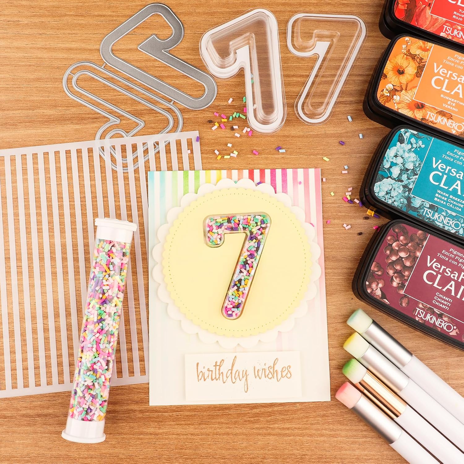 Briartw Number 7 Cutting Dies for Shaker Card Making,Metal Stencil for DIY Scrapbooking Album Photo Birthdays,Anniversaries,Holiday Wishes Crafts Invitation Card