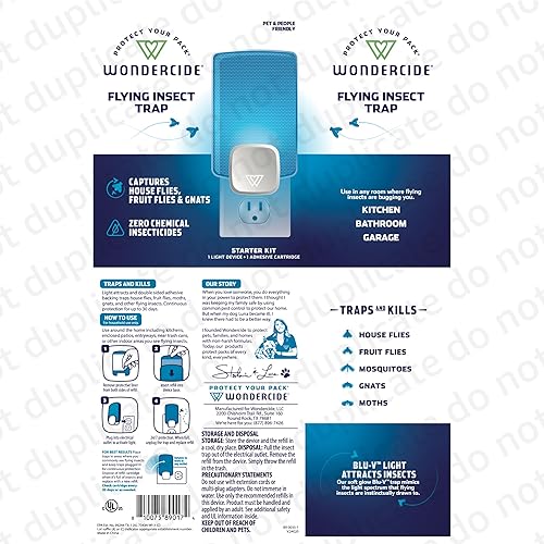 Miniatura 6 de Wondercide - Kit de inicio de trampa de insectos voladores - Atrapa insectos de interior para moscas de la fruta, mosquitos, polillas y mosquitos -