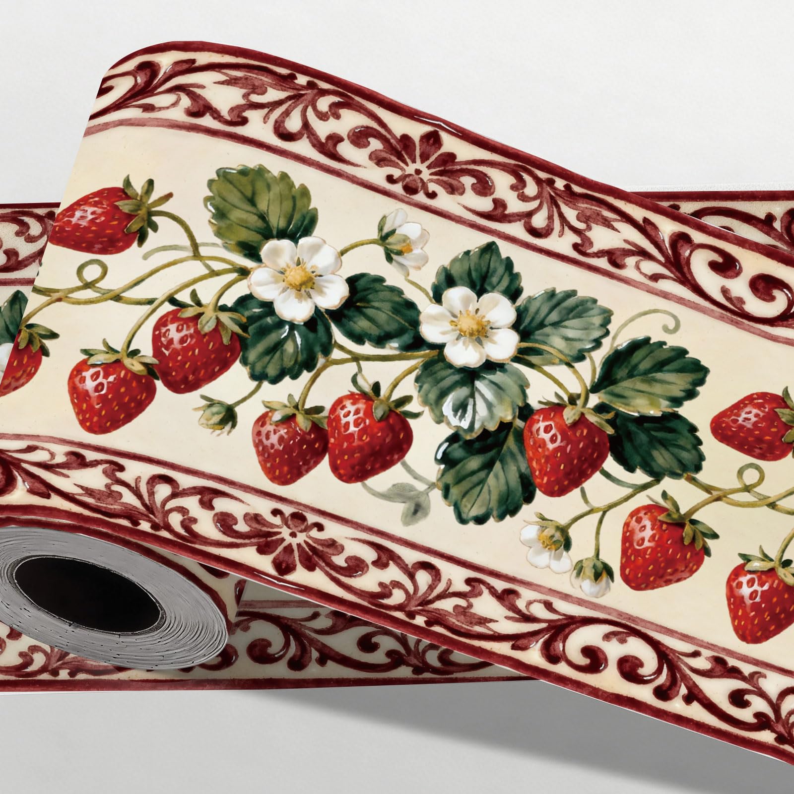 CONCHLERY Strawberry Flower Wallpaper Stick Border 197 Inch