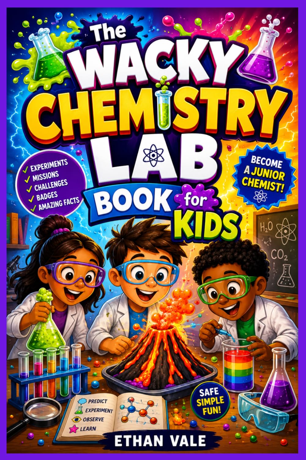 THE WACKY CHEMISTRY LAB BOOK FOR KIDS: An Interactive STEM Adventure with Comic Stories, Wacky Science Missions, Hands-On Chemistry Experiments, Fun ... a Junior Chemist Certificate for Ages 6–12