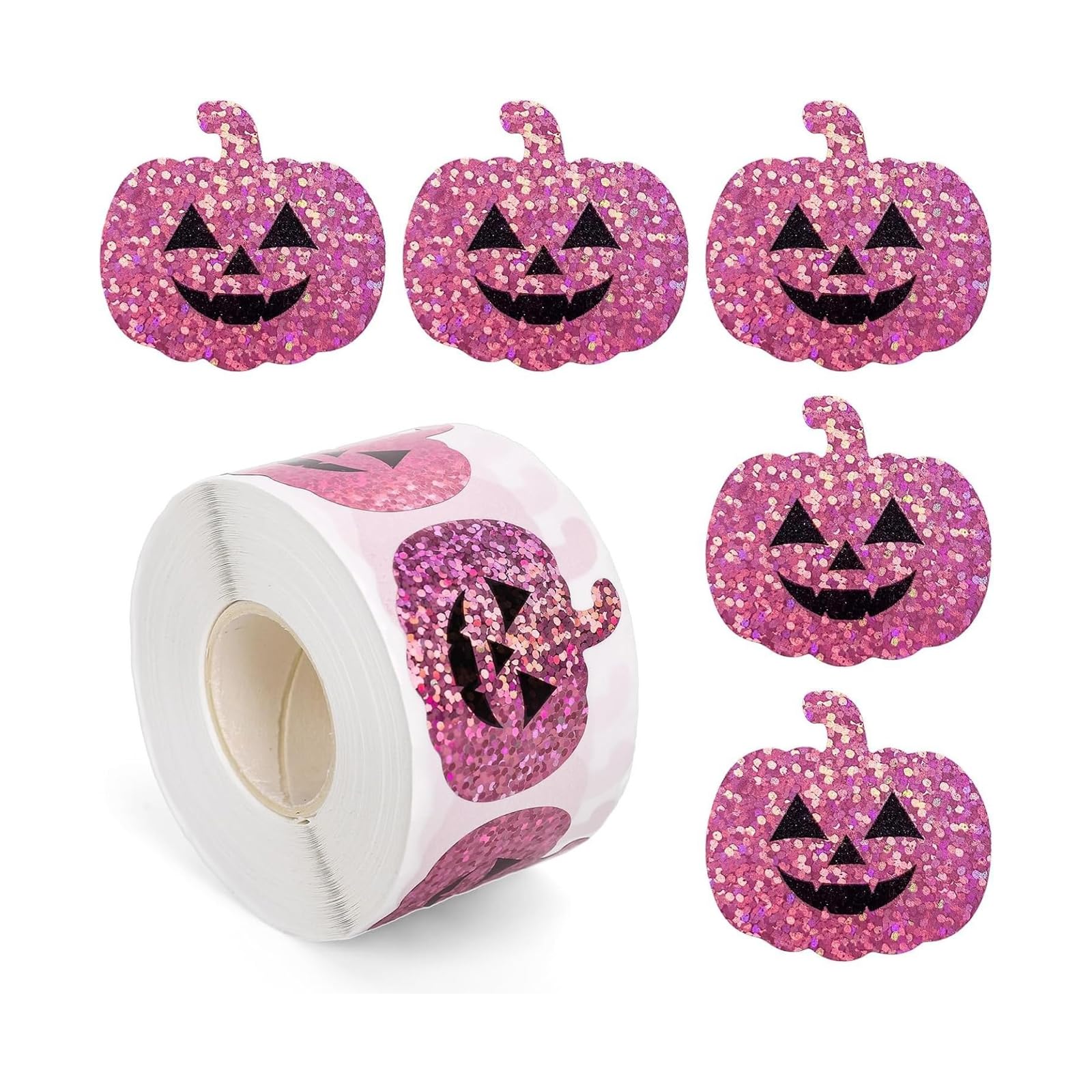 Elnwnnkc Multicolor 500Pcs Festival Halloweens Pumpkin Lasered Sticker For Decoration Gift Packaging Party Supplies Paper Decal Halloweens Treat Bag Seals
