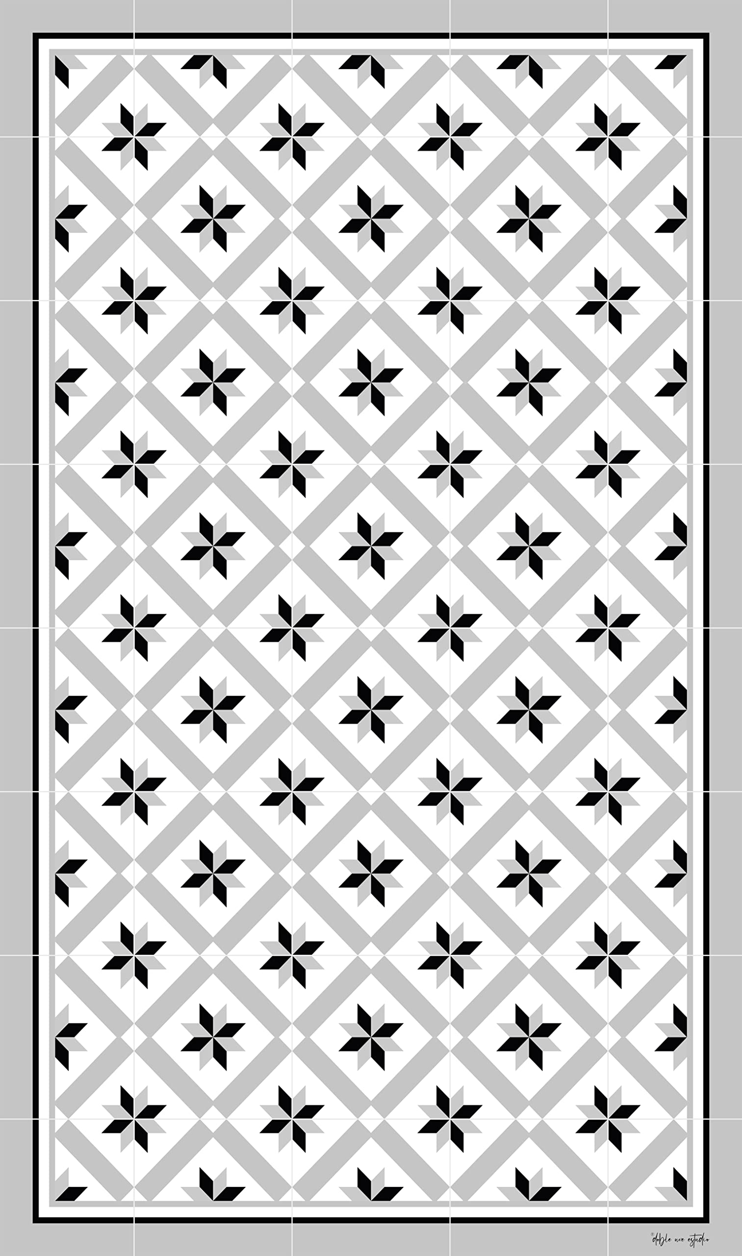 DobleUve Estudio Alfombra Vinílica Hidráulica 24 | Color Gris | 65x110 cm | Alfombra Cocina Lavable Antideslizante | Alfombra Vinilica | Suelo Vinílico | Alfombra Vinilo Salón