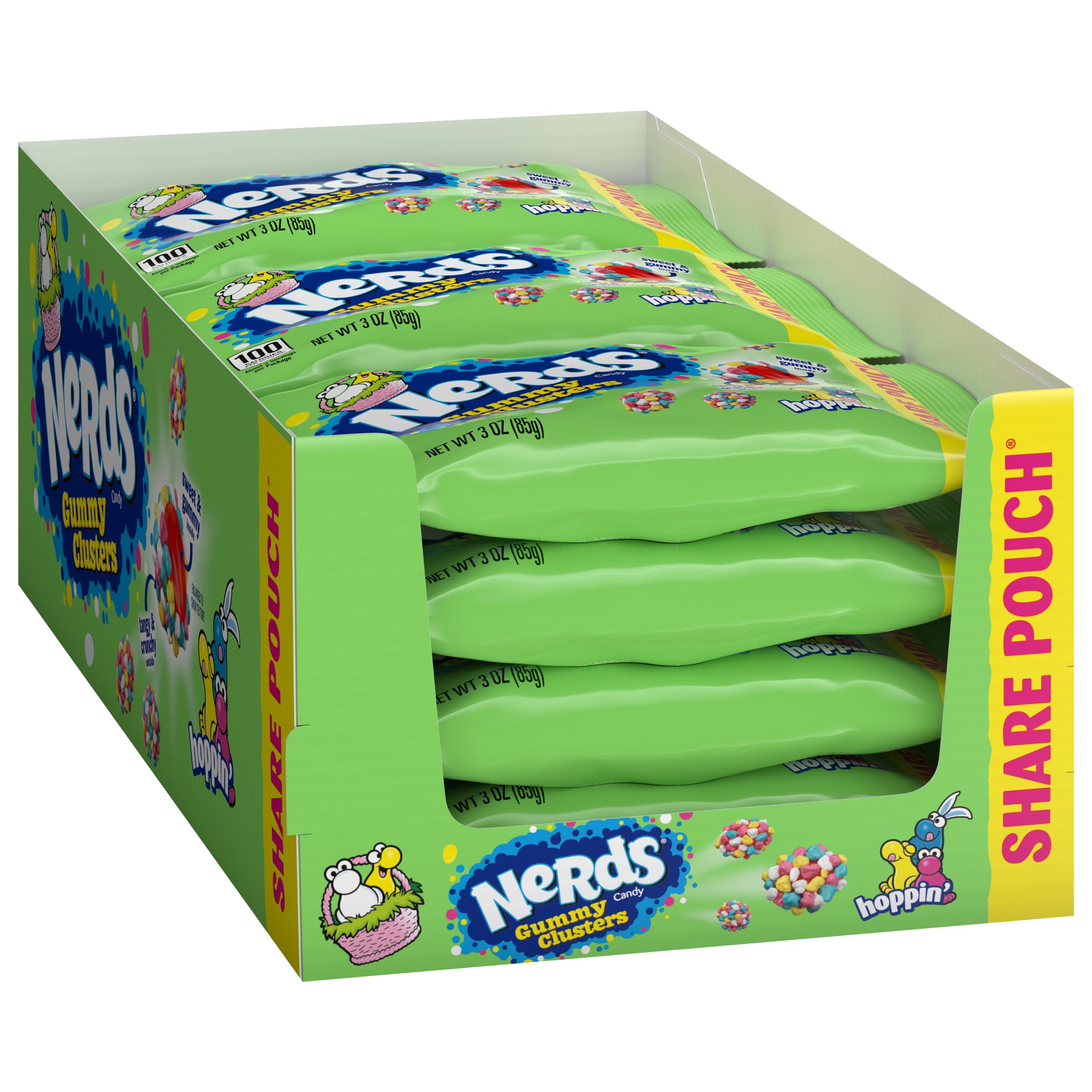 NERDS Hoppin' Gummy Clusters, Springtime Easter Candy, 3 oz sharepack (Pack of 12)