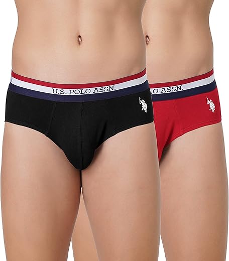 U.S. POLO ASSN. Men Cotton Striped Waistband Antibacterial Eb002 Briefs