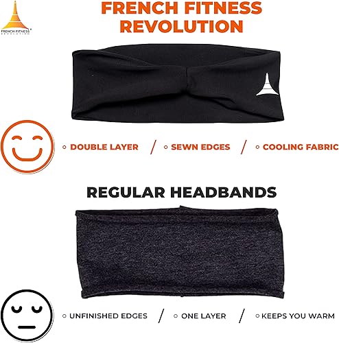 Miniatura 6 de French Fitness Revolution - Diadema deportiva elástica para hombres y mujeres - Banda para el sudor para chicos para correr, ciclismo, baloncesto,