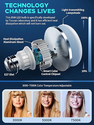 Miniatura 6 de Softbox Kit de iluminación para fotografía, equipo de estudio fotográfico de 27 x 20 pulgadas con 2 bombillas LED de 40 W 8000 K y 2 bombillas LED