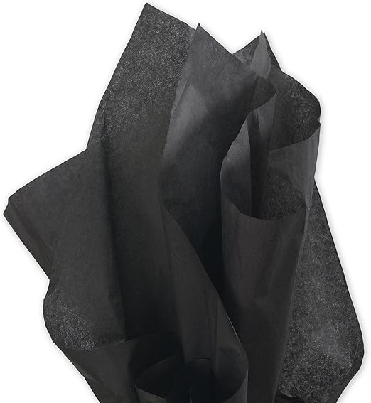Black Tissue Paper (100 Sheets) for Gift Wrapping, Packaging, Floral, Birthday, Christmas, Halloween, DIY Crafts and More 15" X 20"