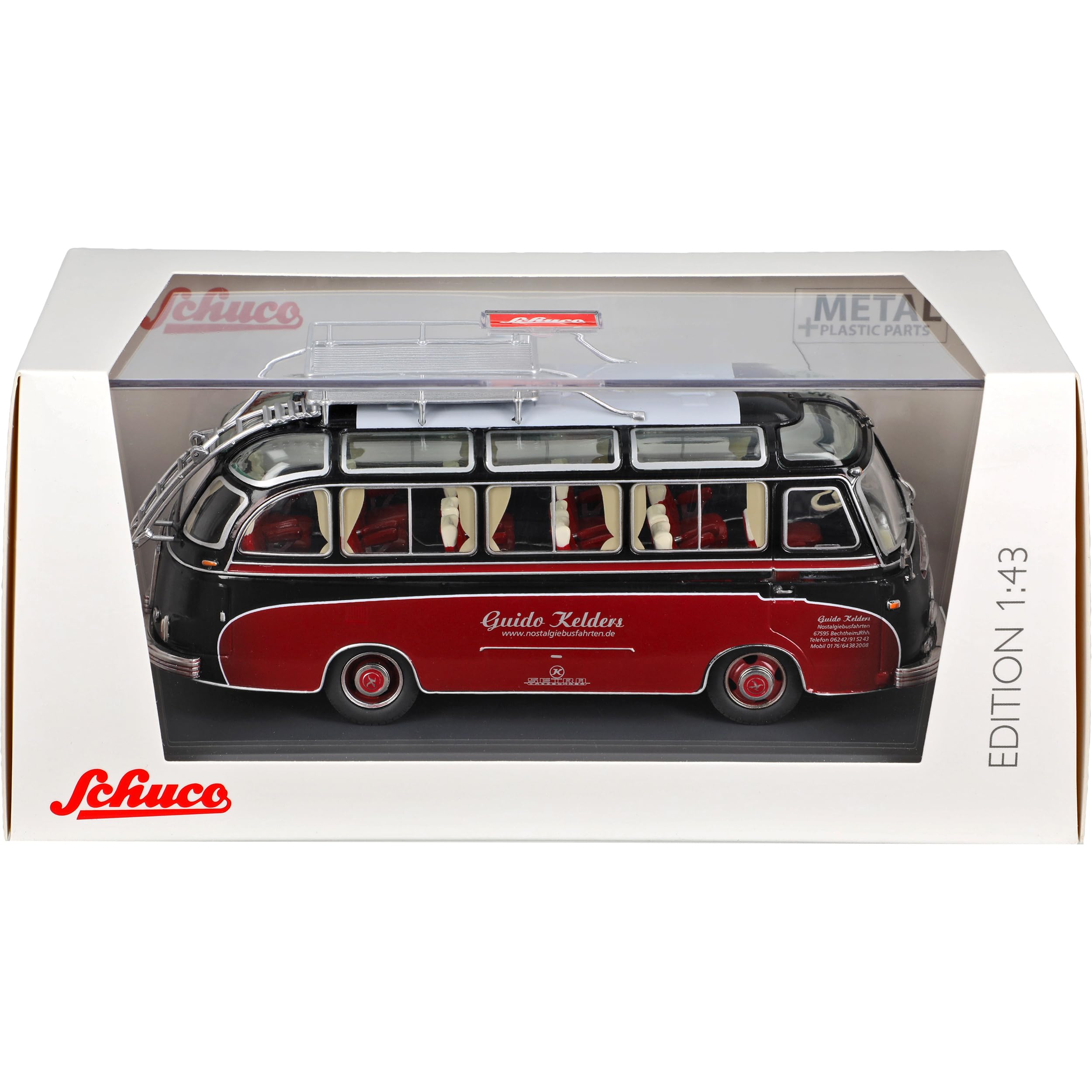 Setra S6 Bus Rot Guido Kelders Nostalgiebusfahrten 1/43 Schuco Modell Auto Modell Auto
