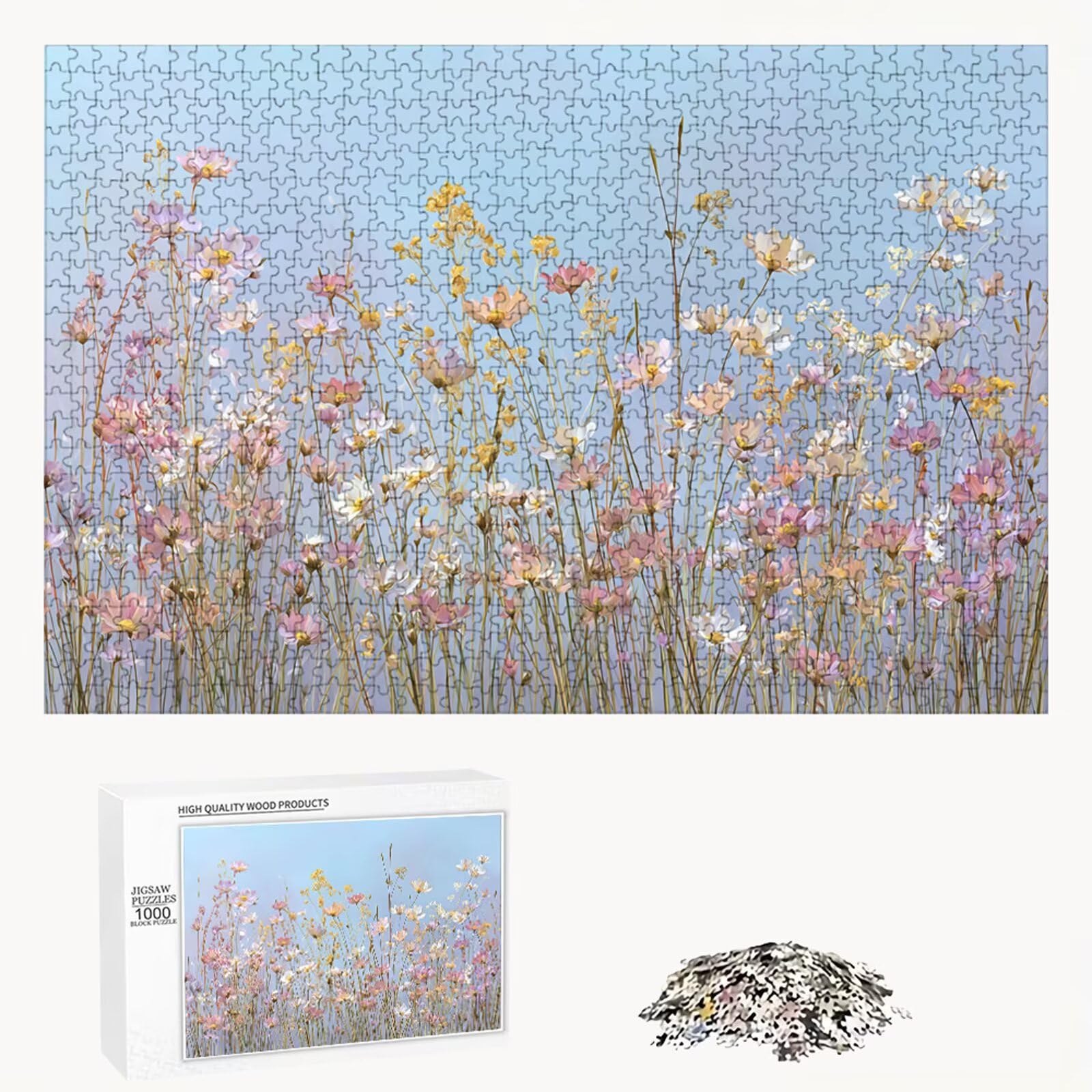4000 Pezzi Puzzle Adulti - Flower & Rosa - Fabbricazione in Legno Robusto (Forma Classica) - Decorazione Murale con Poster - Prodotto Riservato ad Adulti e 14 Anni in Su (147x105cm) P3#415