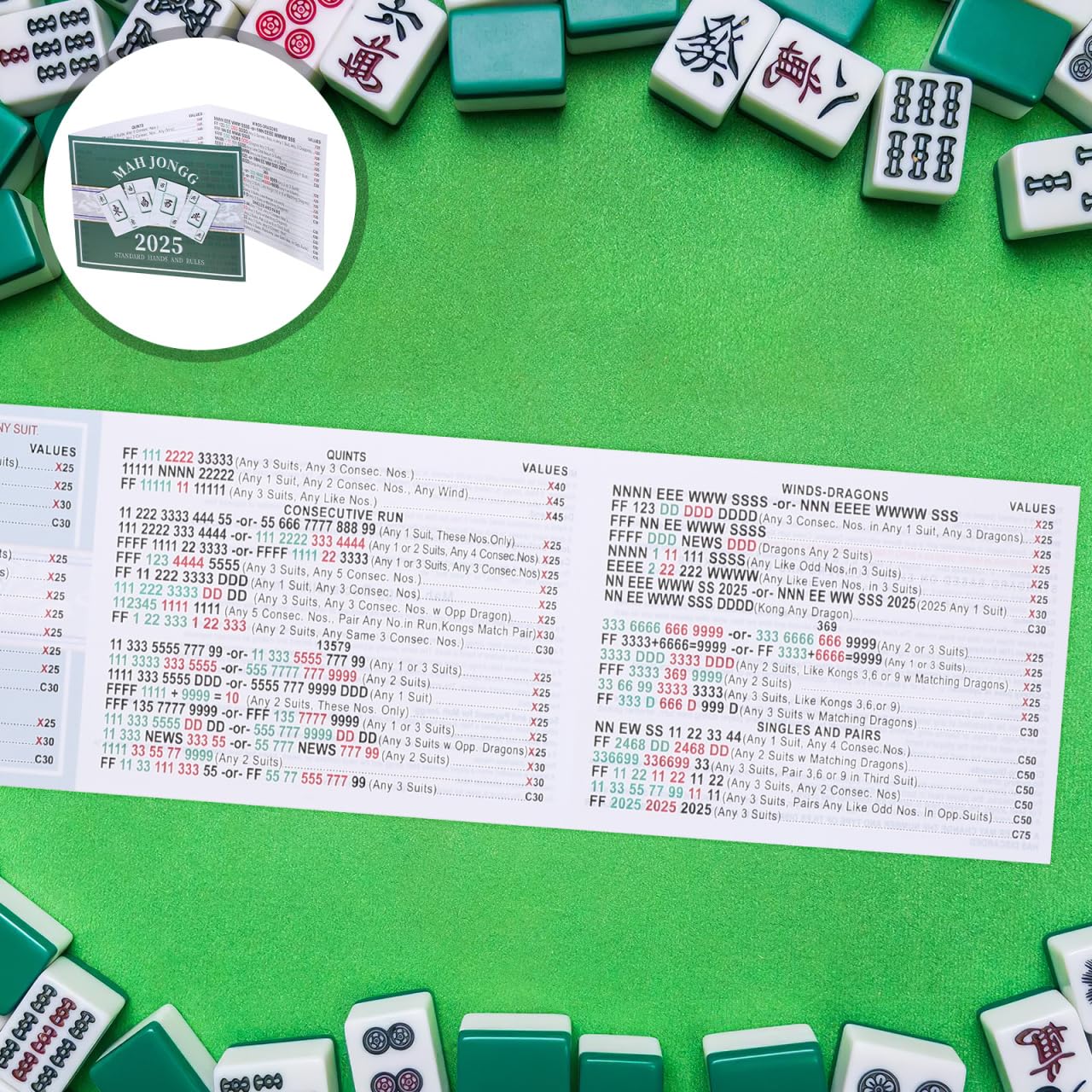 SUPVOX Lot de 8 cartes de score de mahjong : cartes de score pliables étanches pour jeux de règles de mahjong - Vert
