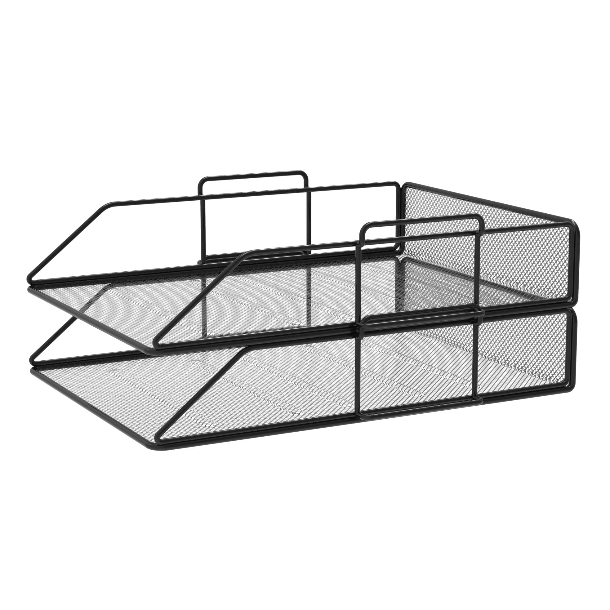 Corbeilles à courrier en Maille Métallique Format A4 Noir Lot de 2 Organisateur Bureau Trieur de Documents