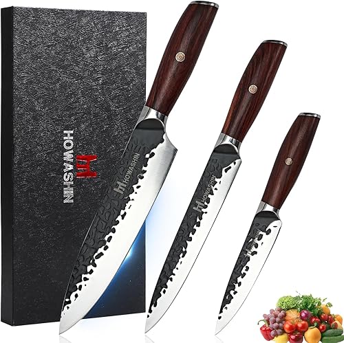 Miniatura 9 de Howashin Juego de cuchillos de chef de 4 piezas, juego de cuchillos de cocina de acero inoxidable de alto carbono, juego de cuchillos profesionales