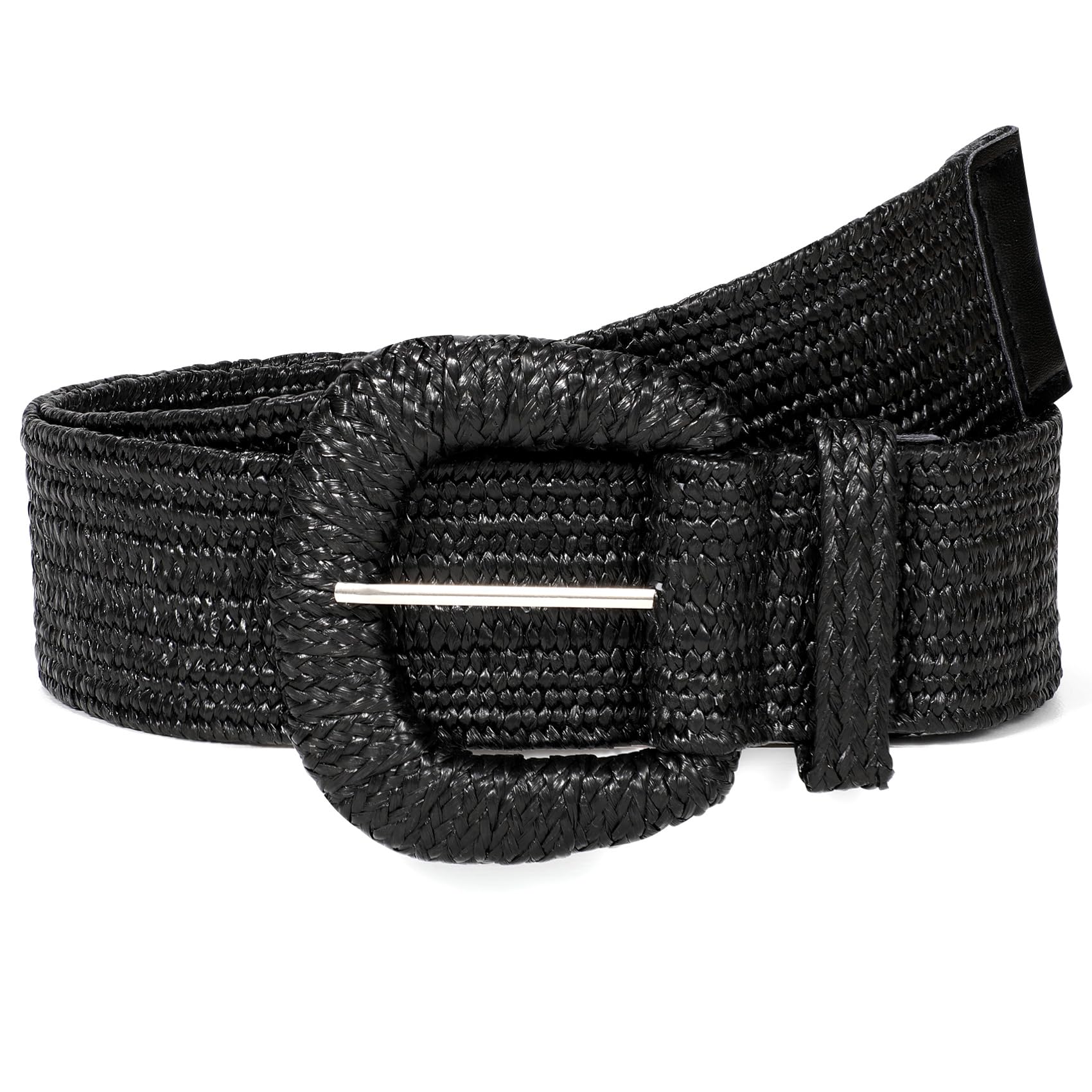 VONMELLI Cinturón elástico de paja trenzada para mujer correas elásticas para vestido de moda cinturón de cintura Boho Correas de mujer de rafia de ratán