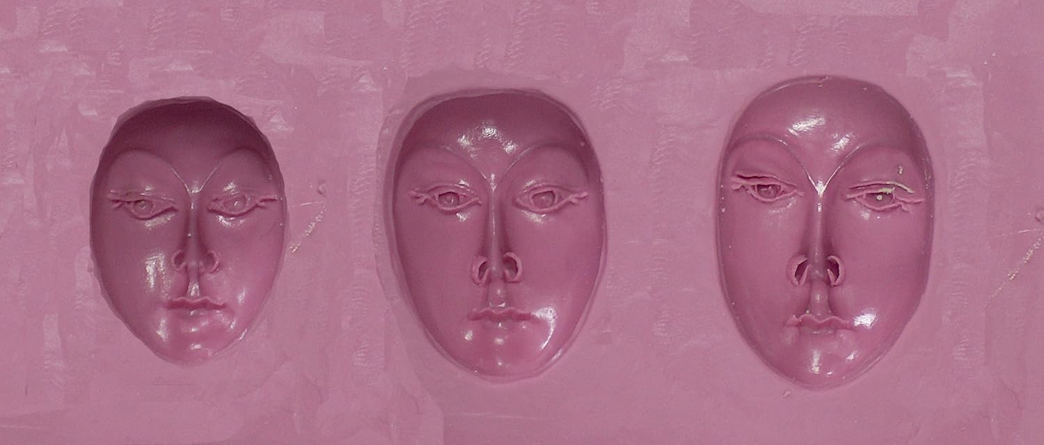 FlexiMold Silicon Mold, Faces Mold - Set 1-3 Sizes