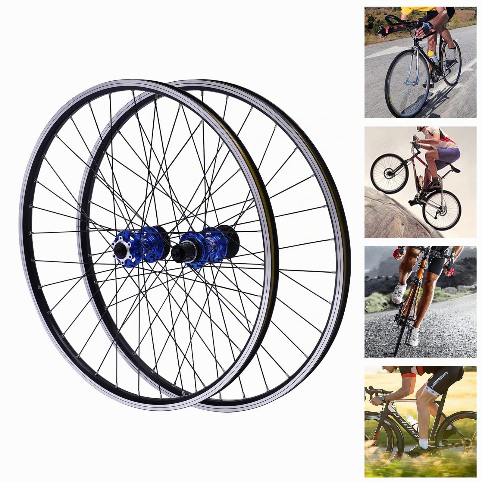 Juego de ruedas de bicicleta de montaña de 27,5 pulgadas, llantas de aleación de aluminio, freno de disco, rueda MTB, liberación rápida, ruedas delanteras traseras, color negro, ruedas para bicicleta