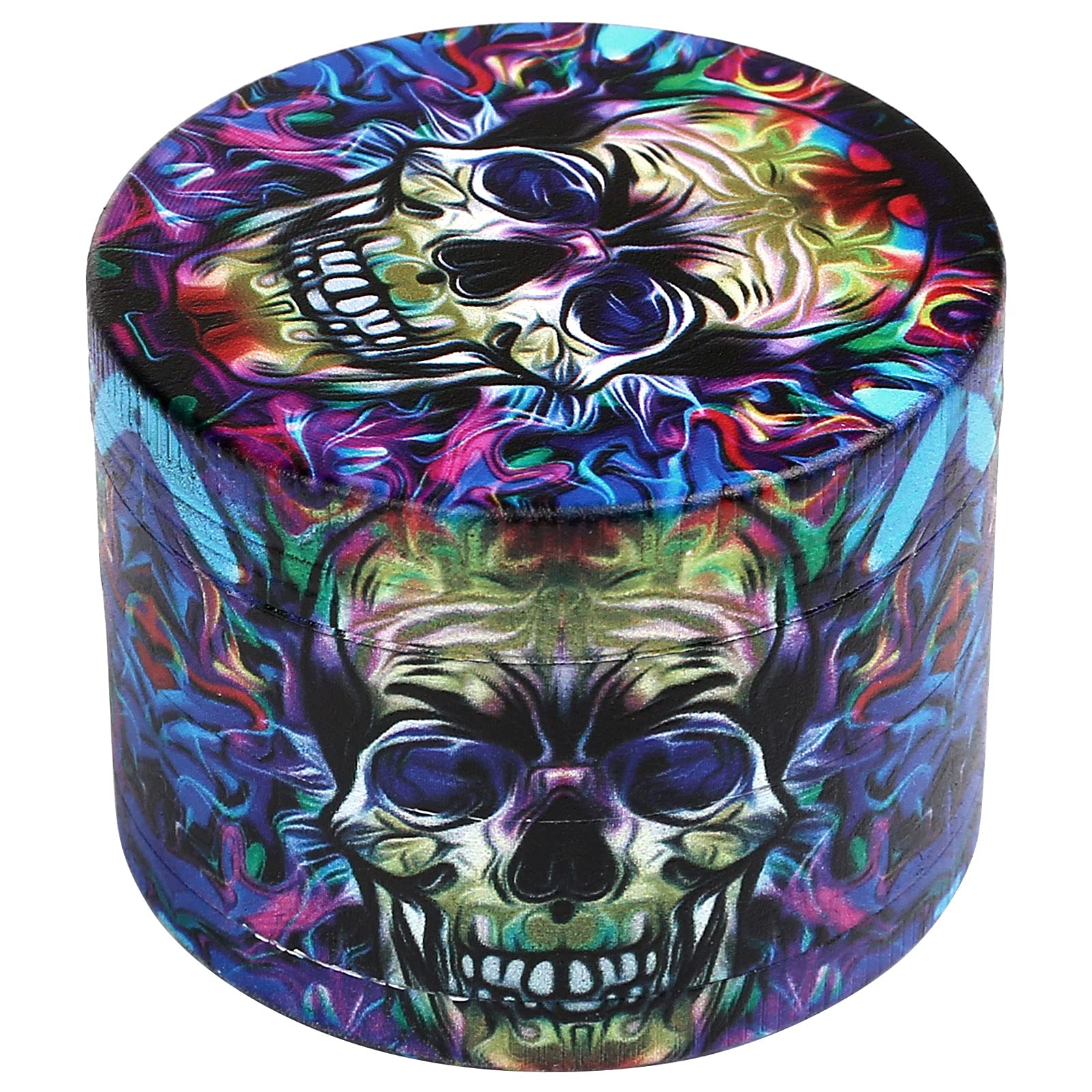 LIHAO 2 inch Grinder 4 Layer Zinc Alloy Spice Grinder - Blue Eyes Skull Design for Halloween Decor Day of The Dead Decorations